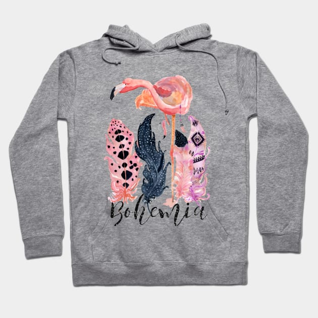 Pink Flamingo – Boho Style Hoodie by VintageHeroes